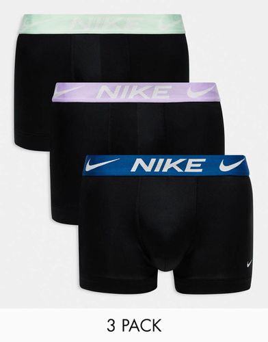 Essential - Confezione da 3 boxer aderenti neri in microfibra Dri-Fit con elastico in vita a contrasto - Nike - Modalova