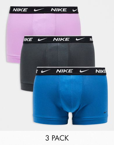 Everyday - Confezione da 3 paia di boxer aderenti antracite/blu/rosa in cotone elasticizzato - Nike - Modalova