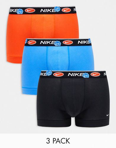 Everyday - Confezione da 3 paia di boxer aderenti neri/blu/arancioni in cotone elasticizzato - Nike - Modalova