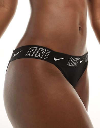 Fusion - Slip bikini neri con fettuccia con logo - Nike Swimming - Modalova