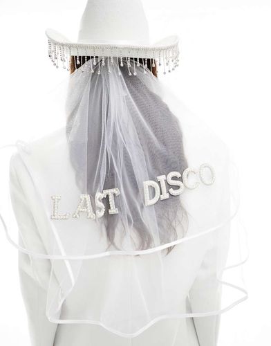 Cappello da cowboy da sposa con velo rimovibile e decorazione "One Last Disco" - South Beach - Modalova