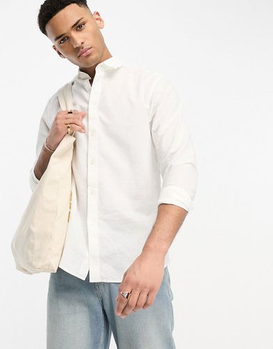 Camicia a maniche lunghe in misto lino bianca - Selected Homme - Modalova