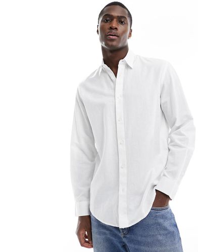 Camicia a maniche lunghe in misto lino bianca - Selected Homme - Modalova