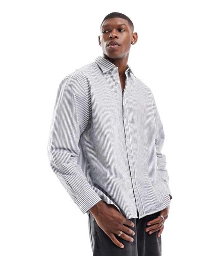 Camicia oversize squadrata blu a righe - Selected Homme - Modalova