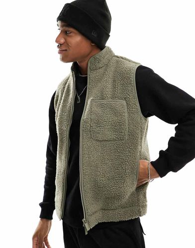 Gilet in pile borg kaki - Selected Homme - Modalova