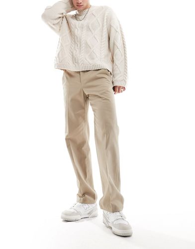 Pantaloni ampi in twill beige - Selected Homme - Modalova