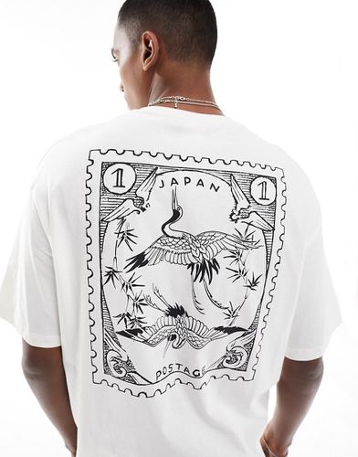 T-shirt oversize bianca con stampa "Japan" sul retro - Selected Homme - Modalova