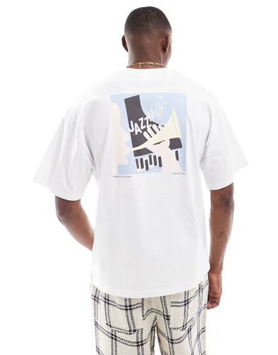 T-shirt super oversize bianca con stampa jazz sul retro - Selected Homme - Modalova