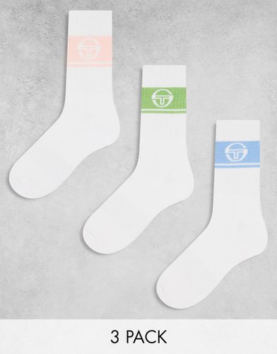 Confezione da 3 paia di calzini corti rosa, salvia e blu con logo - Sergio Tacchini - Modalova