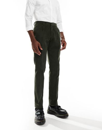 Pantaloni sartoriali slim in velluto a coste kaki in coordinato - Shelby & Sons - Modalova