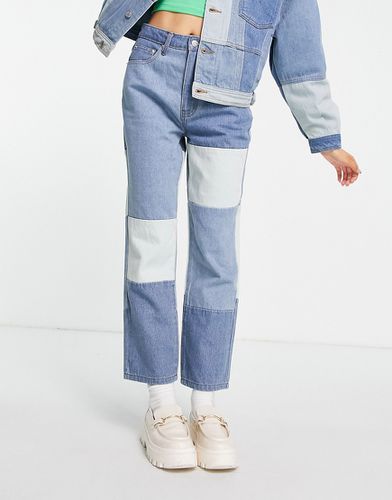 Jeans a zampa lavaggio medio patchwork in coordinato - Signature 8 - Modalova