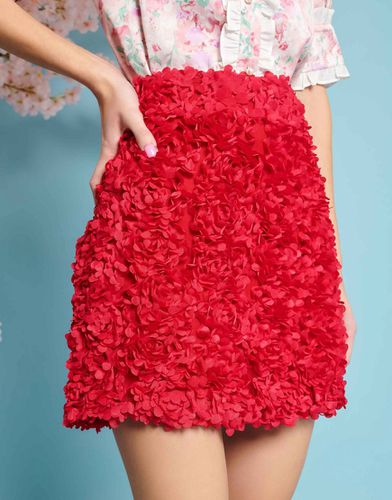 Minigonna rossa a fiori testurizzati in coordinato - sister jane - Modalova