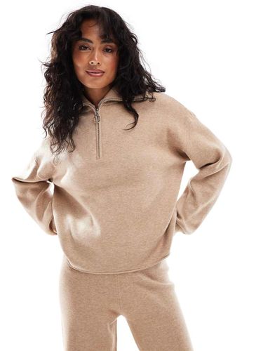 Maglione beige con zip corta in coordinato - Stradivarius - Modalova