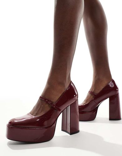 Scarpe May Jane con tacco bordeaux - Stradivarius - Modalova