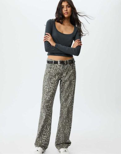 T-shirt basique à manches longues - foncé - Stradivarius - Modalova