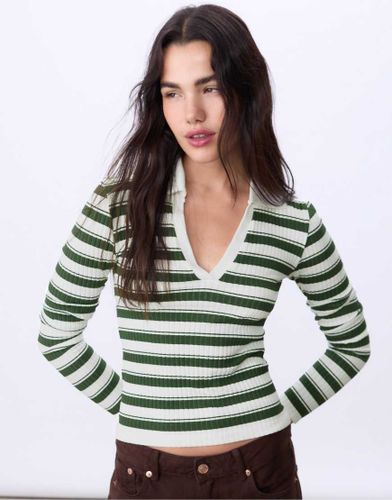 T-shirt style polo sans coutures à rayures - Stradivarius - Modalova