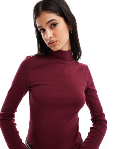 Top a maniche lunghe accollato bordeaux - Stradivarius - Modalova