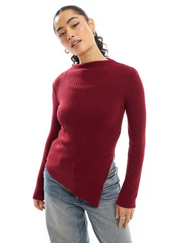 Top asimmetrico in maglia bordeaux - Stradivarius - Modalova