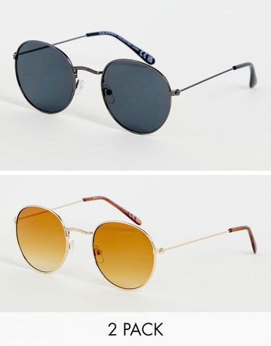 Confezione da 2 occhiali da sole rotondi marroni e neri - SVNX - Modalova
