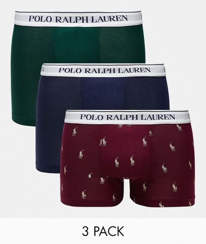 Polo - Confezione da 3 boxer aderenti bordeaux e blu navy con fascia in vita con logo - Polo Ralph Lauren - Modalova