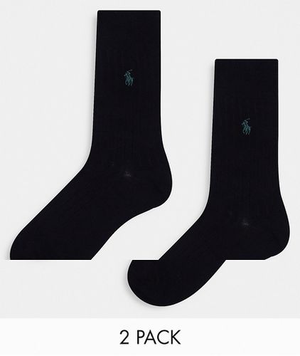 Confezione da 2 paia di calzini in cotone egiziano a coste neri - Polo Ralph Lauren - Modalova