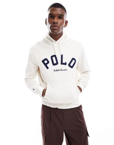 Felpa con cappuccio color crema in pile con logo stile college - Polo Ralph Lauren - Modalova