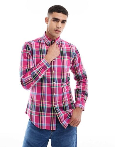 Icon - Camicia Oxford rosa e a quadri con logo - Polo Ralph Lauren - Modalova