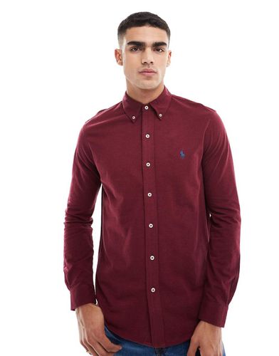 Icon - Camicia piqué bordeaux mélange con logo - Polo Ralph Lauren - Modalova