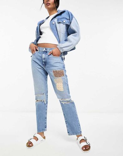 Jeans boyfriend slim alla caviglia lavaggio chiaro con strappi e rammendi - Polo Ralph Lauren - Modalova