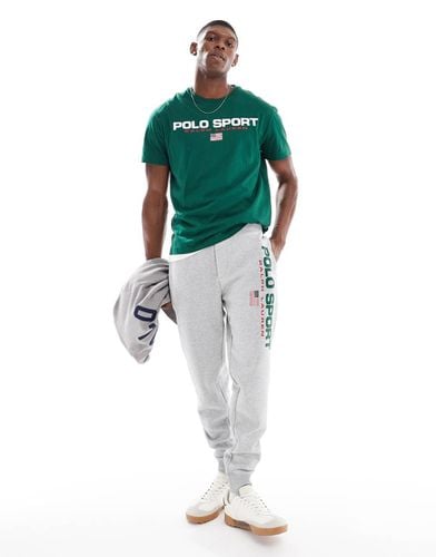 Sports Capsule - Joggers grigi con fondo elasticizzato e logo in coordinato - Polo Ralph Lauren - Modalova