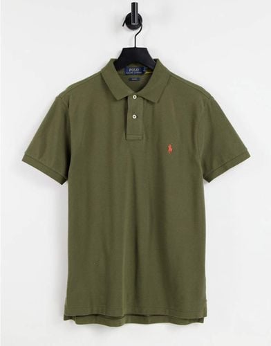 Polo in piqué scuro slim con logo del giocatore - Polo Ralph Lauren - Modalova