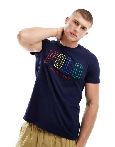 T-shirt con logo effetto contorno multicolore stile college - Polo Ralph Lauren - Modalova
