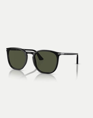 PO3316s - Occhiali da sole rotondi neri con lenti verdi - Persol - Modalova