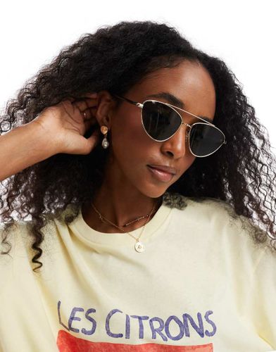 Lunettes de soleil ail de chat en métal avec verres teintés noirs - Pieces - Modalova