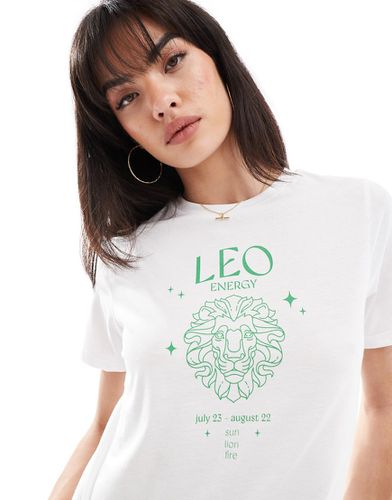 T-shirt bianca con segno zodiacale "Leo" - Pieces - Modalova