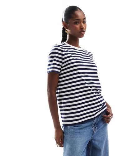 T-shirt rayé coupe carrée - /blanc - Pieces - Modalova