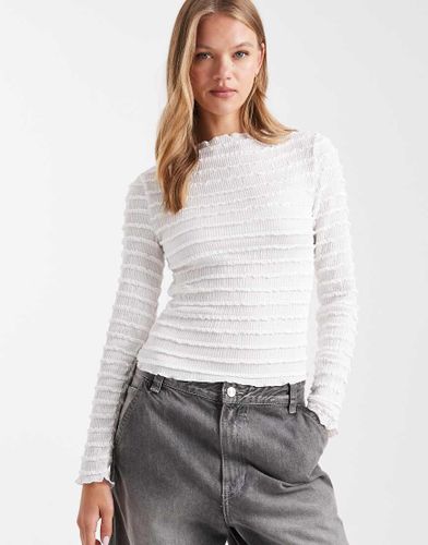 Top en jersey texturé effet bulle à manches longues - Pieces - Modalova