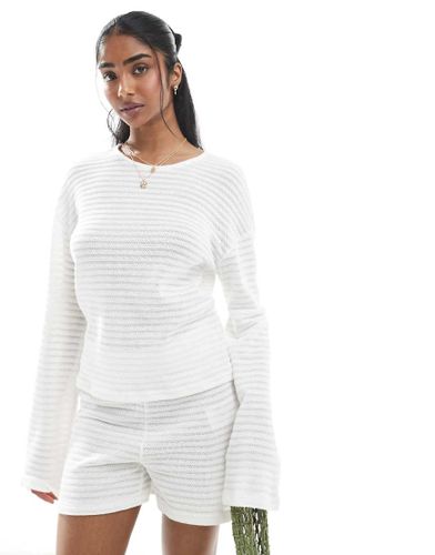 Top en maille nervurée à manches larges à assortir - cassé - Pieces - Modalova