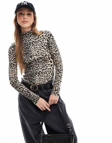 Top dolcevita leopardato in maglia a coste - Pimkie - Modalova