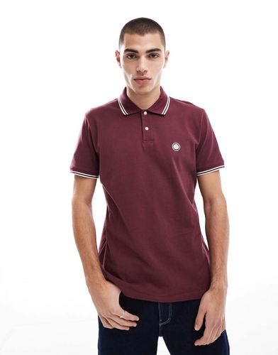 Polo bordeaux con logo e profili a contrasto - Pretty Green - Modalova