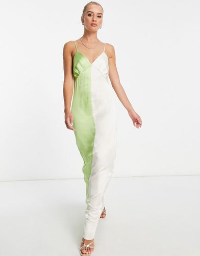Esmee - Vestito color block con gonna al polpaccio e spalline sottili, colore verde - Pretty Lavish - Modalova