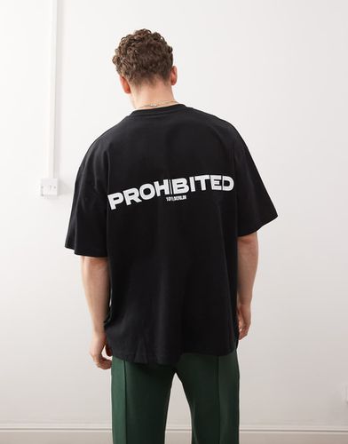 T-shirt 270 gsm nera squadrata con logo - Prohibited - Modalova