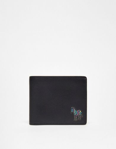 Portafoglio a libro in pelle nera con logo multicolore della zebra - PS Paul Smith - Modalova