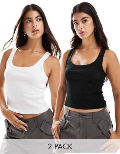 Confezione da 2 canotte nera e bianca - Pull & Bear - Modalova