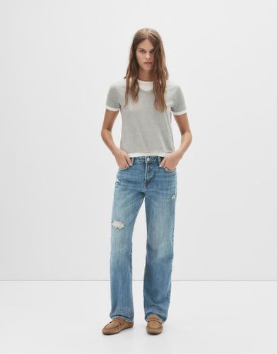 Jean droit à taille mi-haute - Gris - Pull & bear - Modalova