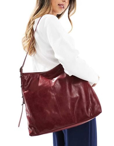 Maxi borsa in pelle sintetica bordeaux - Pull & Bear - Modalova