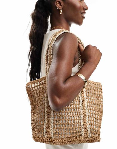 Maxi borsa in rattan neutra - Pull & Bear - Modalova