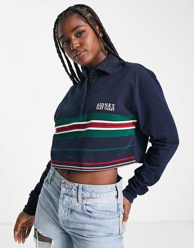 Polo corta blu navy a righe - Pull & Bear - Modalova