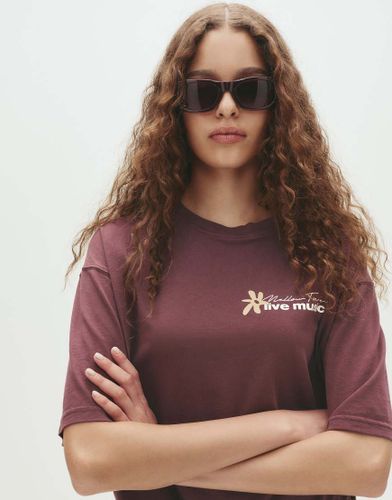 T-shirt avec motif fleur - Bordeaux - Pull & bear - Modalova