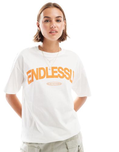 T-shirt écru oversize con stampa "Endlessly" - Pull & Bear - Modalova